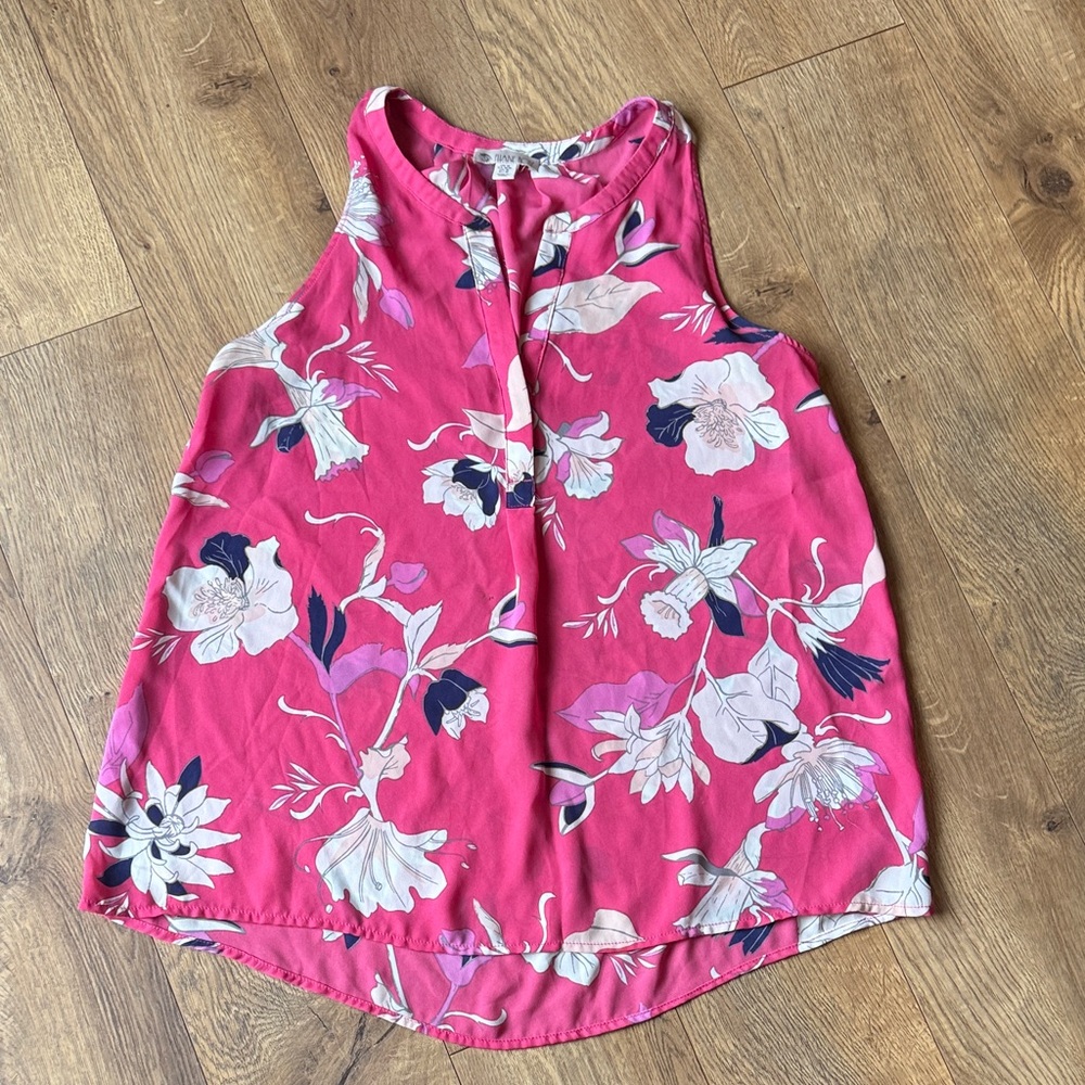 Eliana and Eli Pink Floral Sleeveless Blouse